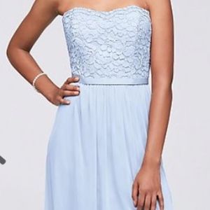 Lace & Mesh Long Strapless Dress F18095